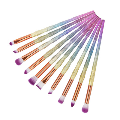 

Toponeto New Arrival 10Pc Mermaid Foundation Eyeshadow Contour Eye Lip Makeup Brushes Set