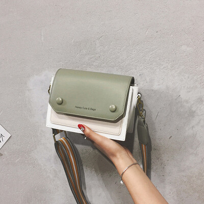 

2019 Pu Leather Small Flasp Summer Fashion Women Shoulder Bag Square Bag Strap Single Crossbody Luxury Brand Handbag Patchwork