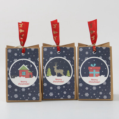 

3 Pack 2020 New Kraft Paper Gifts Bag Christmas Cookie Candy Packaging Wrap Bag Favor Decor