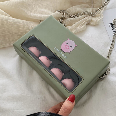 

2019 new small bag girl lovely cartoon transparent oblique satchel super hot Korean version of the student chain single shoulde