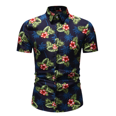 

Tailored Fashion Mens Casual Button Hawaii Print Beach Short Sleeve Quick Dry Top Blouse