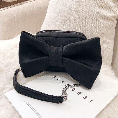 

2018 autumn&winter new simple woolen small bag fashion bow one shoulder diagonal chain women bag tide