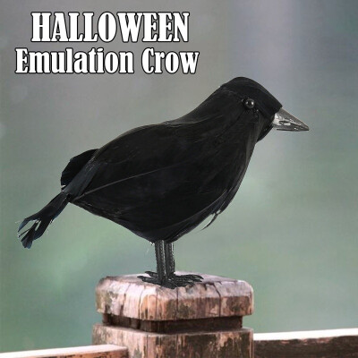 

2019 Hot Sale Spooky Black Feathered Lifelike Scary Halloween Raven Crow Prop Decor for Garden