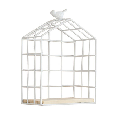 

Toponeto Nordic Style Wrought Iron Art Wooden Shelf Wall Hanging Display Rack