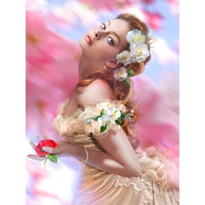 

kirin show 5D DIY Diamond Painting Portrait Picture Of Rhinestone Girl Full drill Home Decor Mosaic Diamond Embroidery Flowers