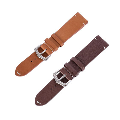 

18-22mm Men Women Genuine Leather Black Brown Watch Band Strap Buckle