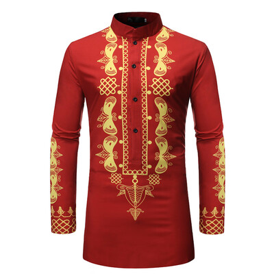 

Toponeto Mens Middle EasternStyle LongSleeved Jacket In Vintage Printing Fashion Blouse