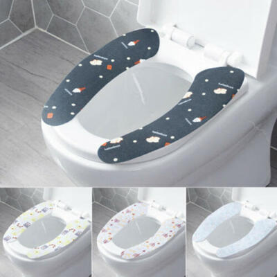 

Cartoon Self-adhesive Washable Reusable Warm Bathroom Toilet Seat Cover Mat Pad