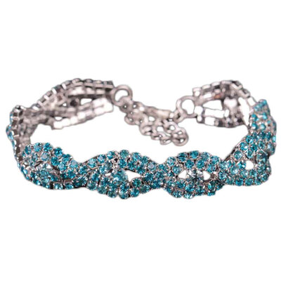 

Women Elegant Infinity Bracelet Full Rhinestones Clear Crystal Bracelet Bangle with Lobster Clasp Wedding Bride Jewelry