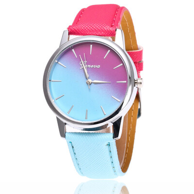 

Special sales fashion small fresh belt watch female table candy color gradient color student watch