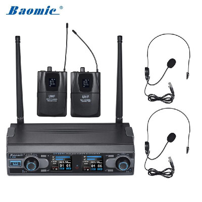 

Baomic D-332 Professional Dual Channel UHF Digital Wireless Headset Microphone System 2 Microphones & 1 Receiver 635mm Audio Cabl