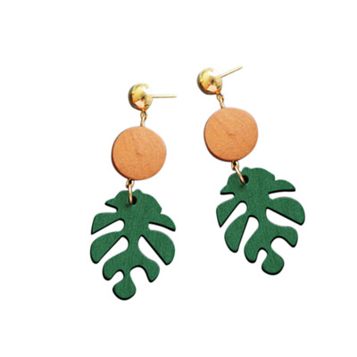 

Women Ethnic Style Retro Geometric Leaf Pattern Wild Copper Flowers Plating Earrings