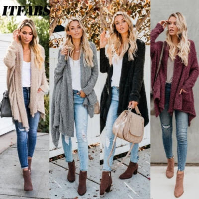 

Women&39s Cardigan Top Fleece Fur Sweater Jumper Jacket Winter Warm Outerwear Coat