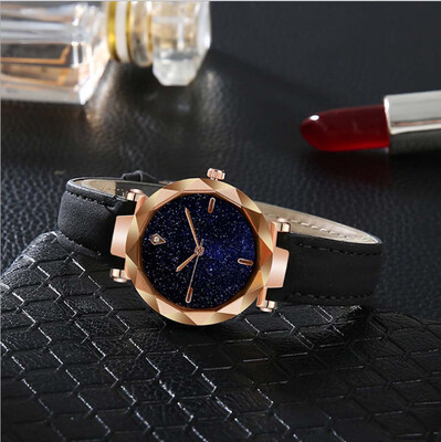 

RM Simple And Stylish Luxurious Starry Dial Convex Mirror Leather Strap Watch