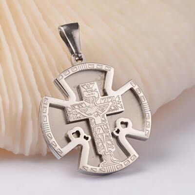 

304 Stainless Steel Cross Pendants with Crucifix Stainless Steel Color 335x30x3mm Hole 4x10mm