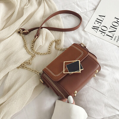 

Ins texture on the new retro sanding small square bag leisure chain bag woman 2019 new small bag slanted womens bag