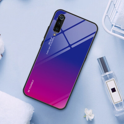

For Xiaomi Mi 8 Tempered Glass Back Cover Phone Cases Gradient Tempered Glass Hard Phone Case TPU Bumper