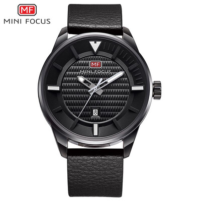 

MINI FOCUS mens watch quartz watch simple trend three-needle watch high quality movement leather strap MF0026G