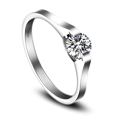 

Silver Engagement Rings Round Simulated Diamond Wedding Gift