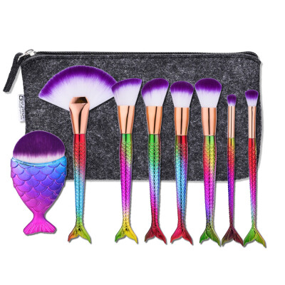 

Toponeto New 8pcs Makeup Brushes set Fondation Eyeshadow Cosmetic Tool with Leather