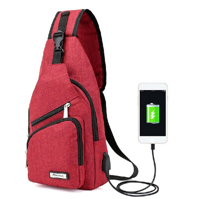 

Portable Mens Chest Bag Outside Leisure Travel Cycling Multi-functional Couples Small Bags with USB Port