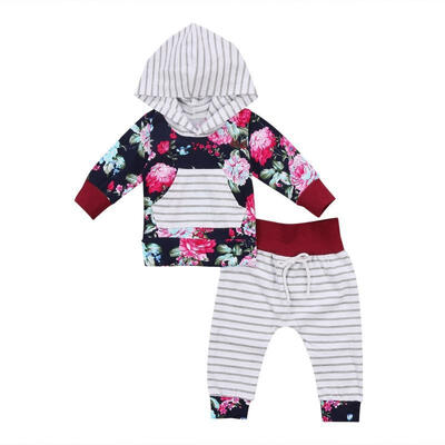 

2PCS Autumn Adorable Casual Hooded Tops Pants Newborn Baby Girls Outfits Set Clothes Fit For 0-24M