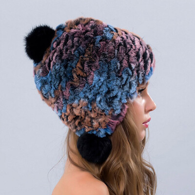 

Tailored Fashion Elegant Warmth Women Hats Handmade Warm Caps Female Hairball Headgear