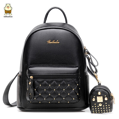 

Backpack female 2019 new large backpack academic bag two-piece travel bag diamond rivet bag