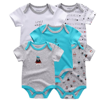

5Pcslot Babywear Unisex Baby Girls Clothes Bodysuits Short Sleeve Solid Baby Boys Clothes Rompers Cotton For Babies Newborn 0-12M