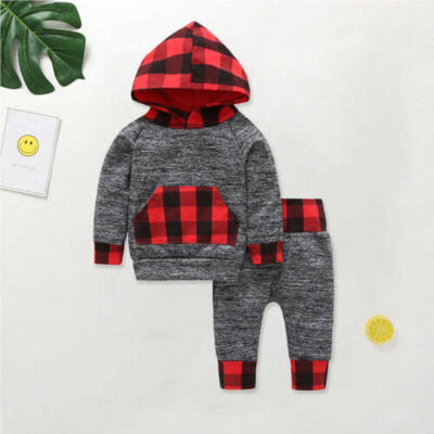 

US Newborn Baby Boys Girls Clothes Hoodie Tops Pants Autumn Winter Outfit 3-24M