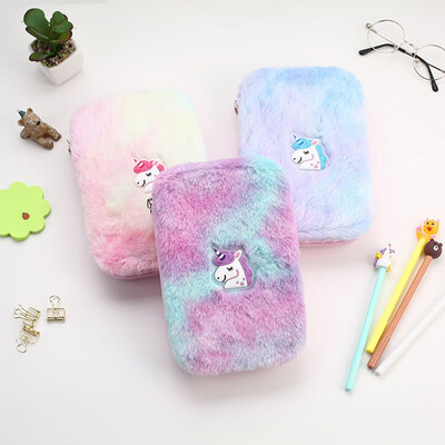 

1Pc Kawaii Plush Unicorn Pencil Case Bag Multifunction Large Capacity School Supplies Stationery Cosmetic Bag Storage Organizer