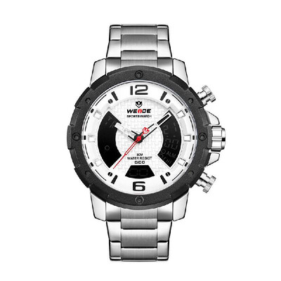 

WEIDE WH8504 Dual Display Two Movement Digital Quartz Men Watch 3ATM Waterproof Business Sports Luminous Watch Dual Time Zone Alar