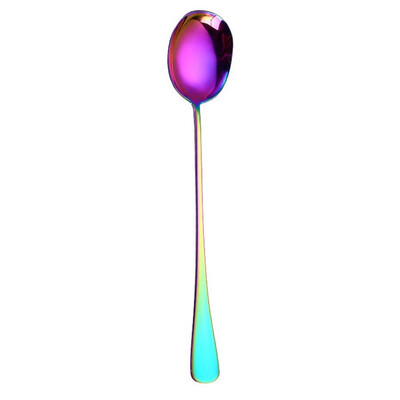 

Toponeto Colorful Spoon Handle Spoons Flatware Ice Cream Drinking Tools Kitchen Gadget A