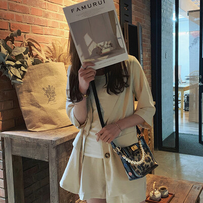 

Tailored Women Retro Pearl Leather Leopard Crossbody Beach Bag Waterproof Messenger Bags