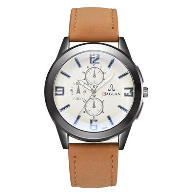 

Fashion Men Business Watches Luxury Quartz Watch PU Leather Male Clock