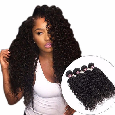 

4 Bundles Peruvian Kinky Curly Human Hair Weave Bundles Deal Natural Color Non Remy Curly Human Hair Extensions