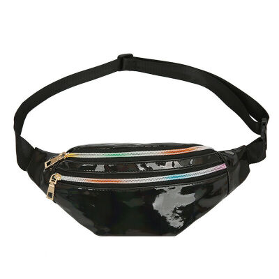 

2019 New Style Fashion Hot Womens Fanny Pack Shiny Leather Pouch Belt Waist Zipper Bum Bag Waist Phone Pocket Hot