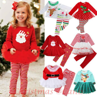 

US Christmas Toddler Kid Baby Girl Festival Xmas Party Tutu Dress Outfit Clothes