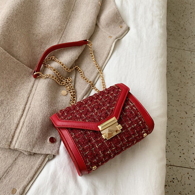 

Ins Early Autumn Retro Small Bag Chain Wool Small Square Bag Womens New 2019 Joker Lock Single Shoulder Messenger Bag