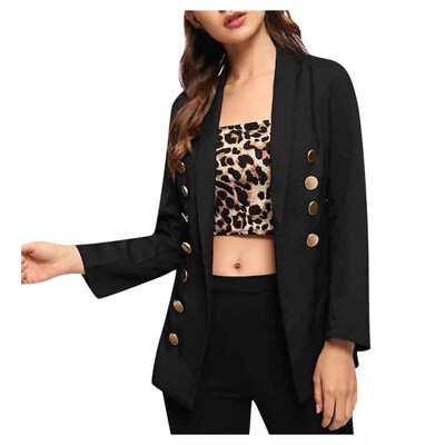 

Toponeto Women Fashion Long Sleeve Coat Elegant Turn-Down Collar Pocket Blazer Jacket