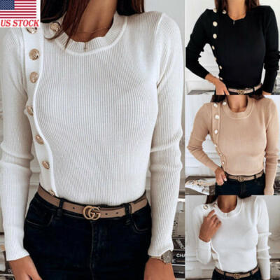 

US Women Winter Long Sleeve Pullover Sweater Jumper Tops Casual Blouse Shirt New