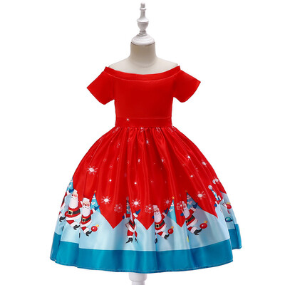 

Toddler Kids Baby Girls Santa Print Princess Dress Christmas Outfits Clothes