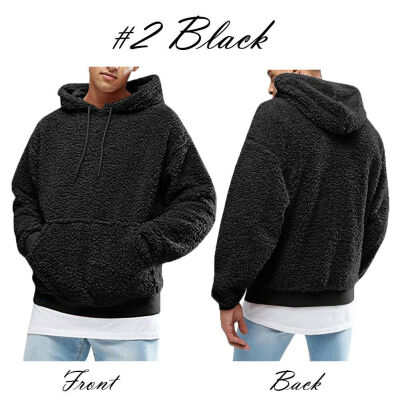 

Mens Warm Hoodie Fluffy Fleece Hooded Jacket Casual Sweatshirt Pullover Coat