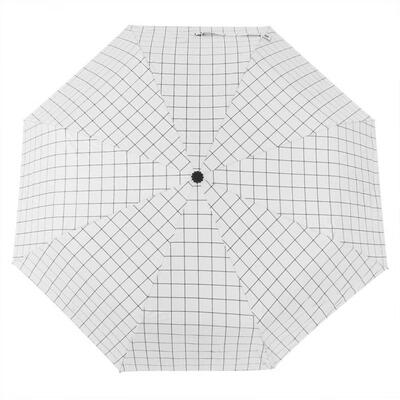 

Greensen Portable Automatic White Grid Three Folds Windproof Rain Sun Umbrella UV Protection