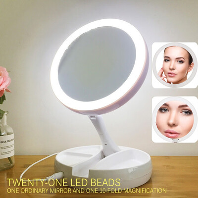 

NeillieN multi-functional cosmetic mirrorRechargeable table lamp double-sided mirror folding LED mirrorMakeup lamp