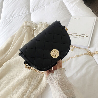 

Chic casual temperament wild Messenger bag Saddle bag 2019 new Korean fashion simple rhombic chain shoulder bag
