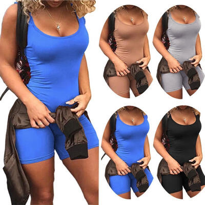 

Women Casual Sleeveless Bodycon Romper Jumpsuit Club Bodysuit Short Pants