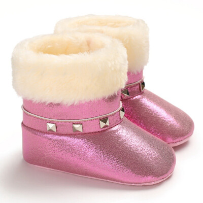 

Autumn Winter Baby Girl PU Boots Casual Shoes First Walkers Newborn Cute Cotton Non-slip Soft Sole Shoe