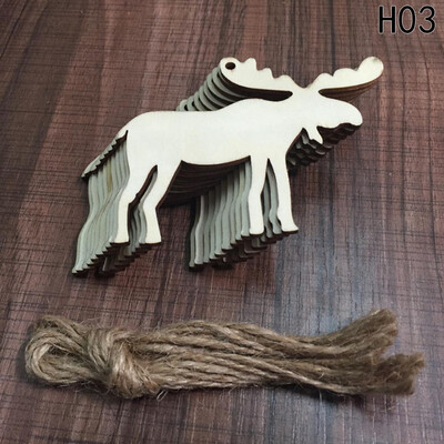 

10Pcs Christmas Wood Chip Tree Ornaments Xmas Hanging Pendant Decoration Gifts