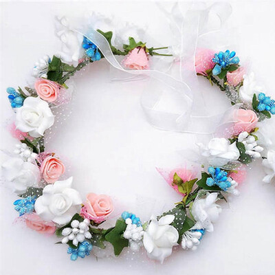 

1 Set Wedding Page Boy Flower Girl Flower Hairband Bracelet Garland Wrist Flowers Lace Hair Ring